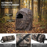 Hunting Blind 1 Person For Deer Turkey Hunting, Portable Camouflage Tent, Reinforced Durable Shelter, Silent Zipper Door Window, Compact Carry Bag
