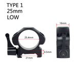 2Pcs /Pack 25.4mm 30mm Low High Medium Profile For 20mm Picatinny Rail Steel Scope Rings Quick Release Hunting Rifle Accessories