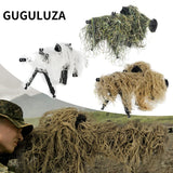 GUGULUZA 3D Rifle Sniper Ghillie Cover for Hunting Ghillie Suit Woodland-Desert Green Gun Wrap for Paintball Airsoft Accessories