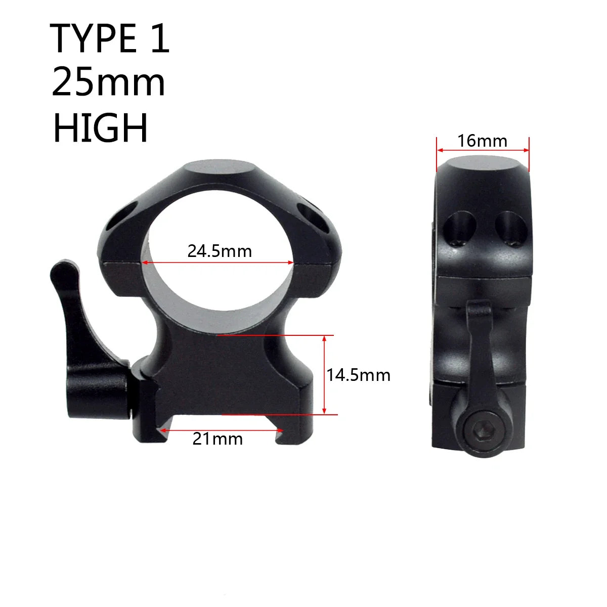 2Pcs /Pack 25.4mm 30mm Low High Medium Profile For 20mm Picatinny Rail Steel Scope Rings Quick Release Hunting Rifle Accessories