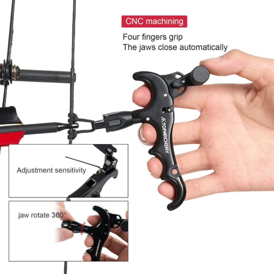 Toparchery Bow Release for Compound Bow 360° Rotating Aluminum 4