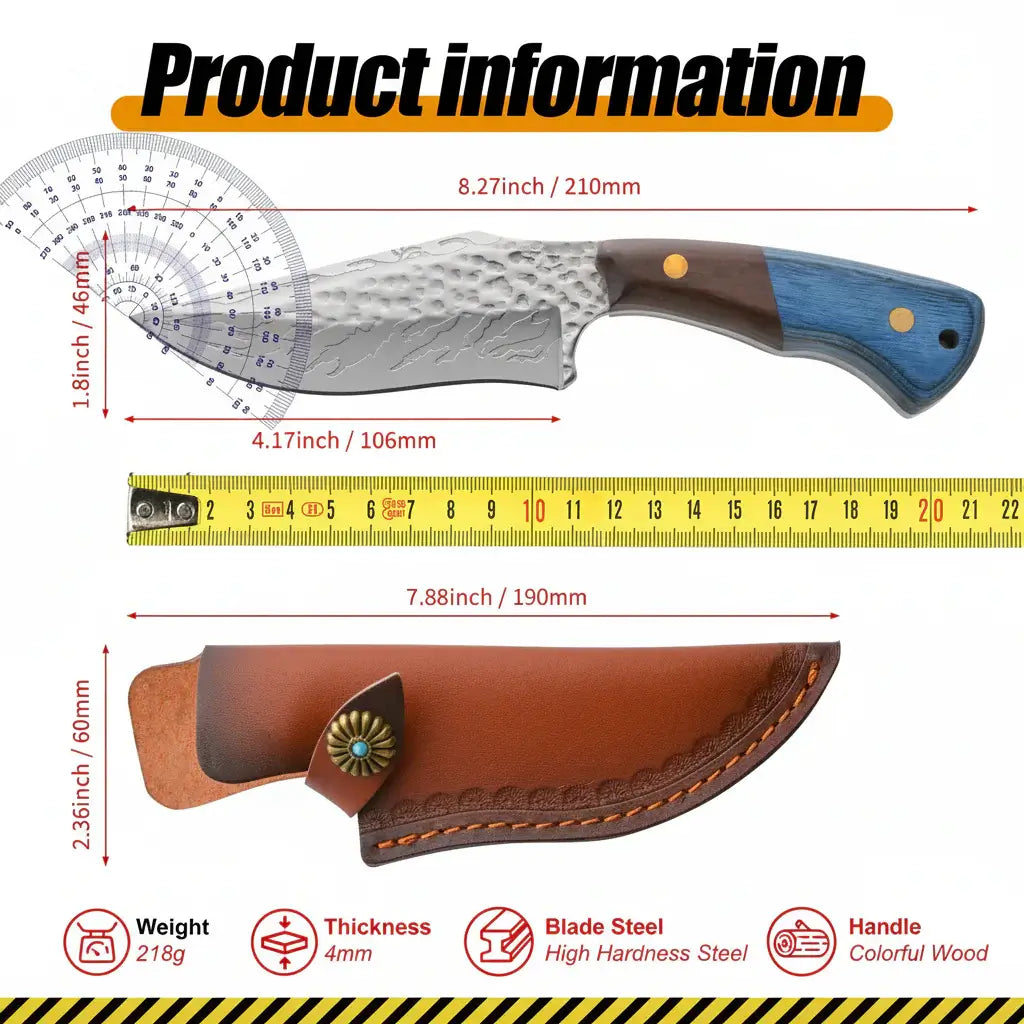 Damascus Outdoor Fixed Blade Knife Outdoor Knife With Leather Sheath