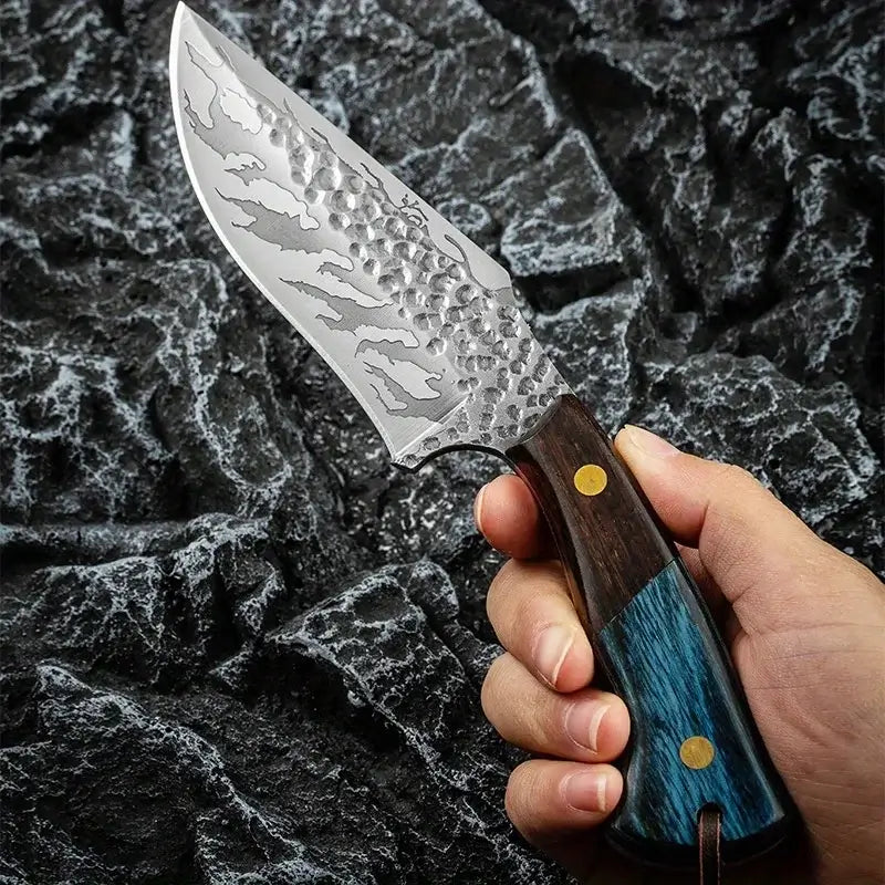 Damascus Outdoor Fixed Blade Knife Outdoor Knife With Leather Sheath