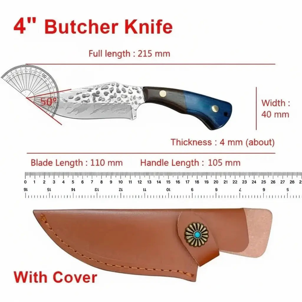 Damascus Outdoor Fixed Blade Knife Outdoor Knife With Leather Sheath