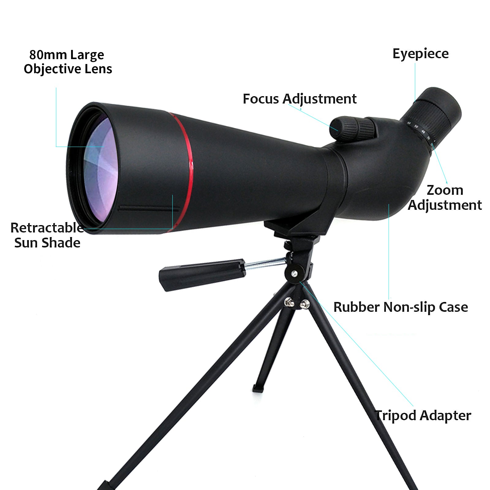 Newest 20-60x80 Waterproof Spotting Scope With Tripod