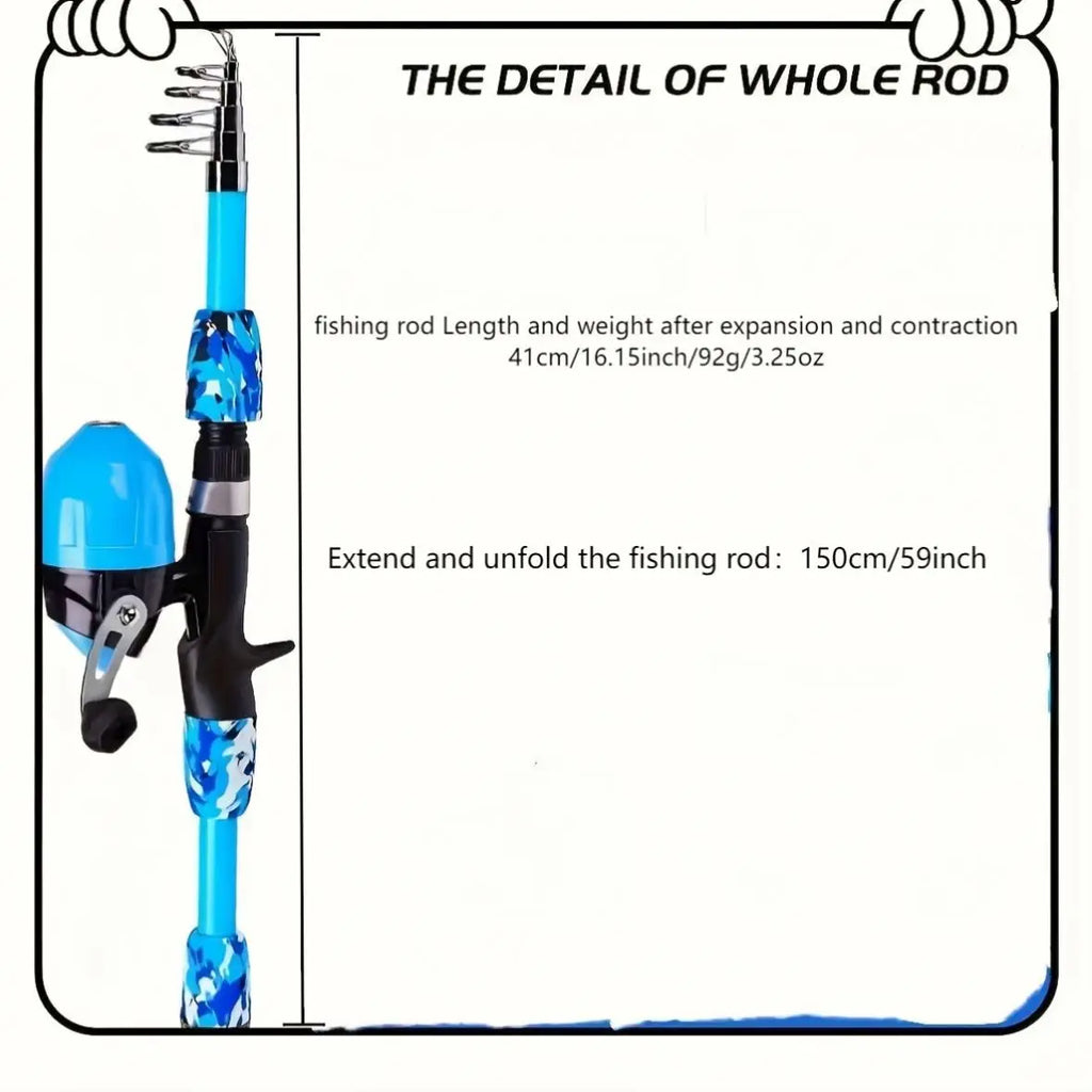Telescopic Spinning Blue Pink High Quality Fishing Pole Kit