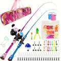 Telescopic Spinning Blue Pink High Quality Fishing Pole Kit