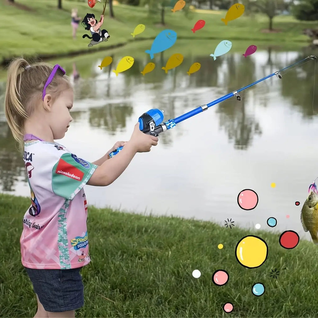 Telescopic Spinning Blue Pink High Quality Fishing Pole Kit