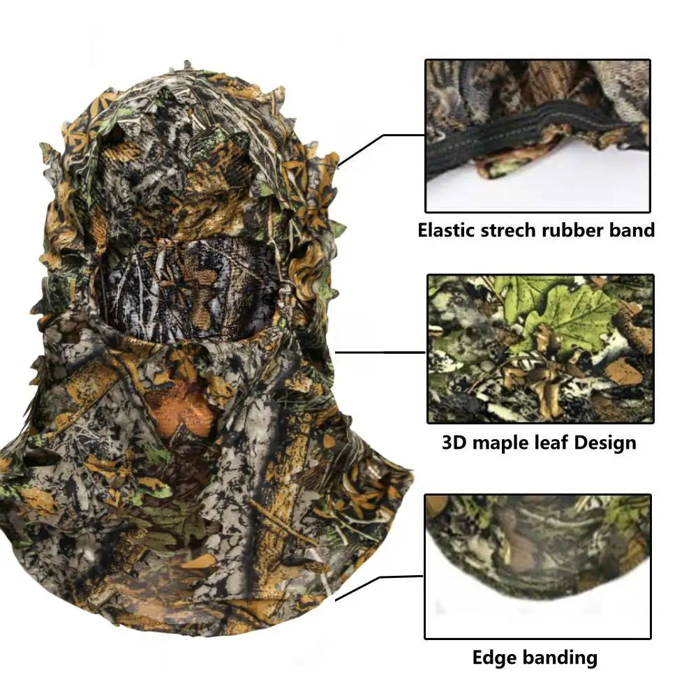 Camouflage Leafy Hat 3D Full Face Mask