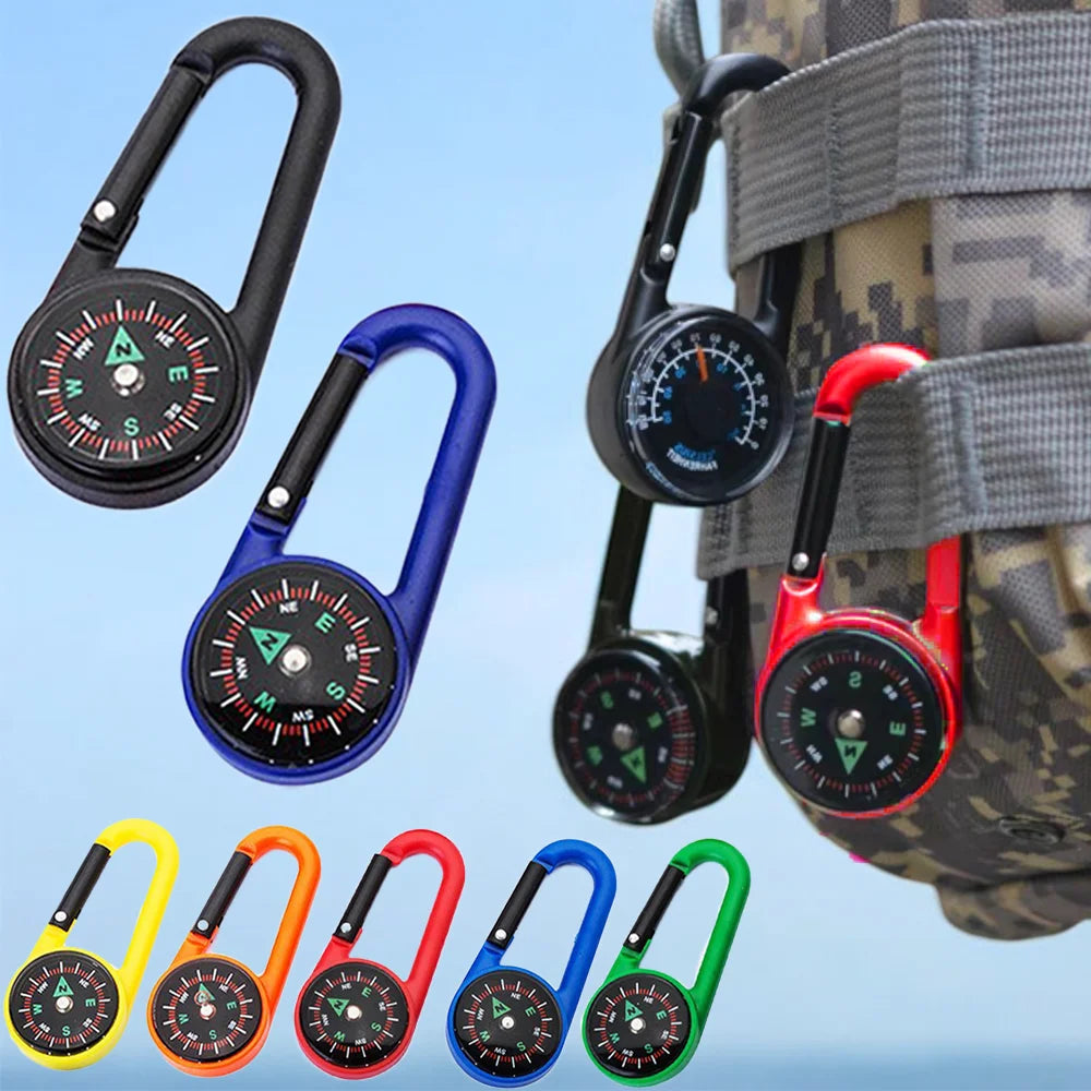 Outdoor Compass Carabiner Mini Camping Keychain Mountaineering Hiking