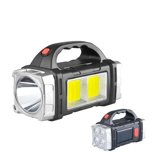2024 Powerful LED Flashlight USB+Solar Rechargeable Flashlight COB