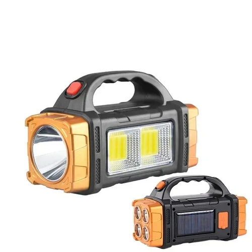 2024 Powerful LED Flashlight USB+Solar Rechargeable Flashlight COB