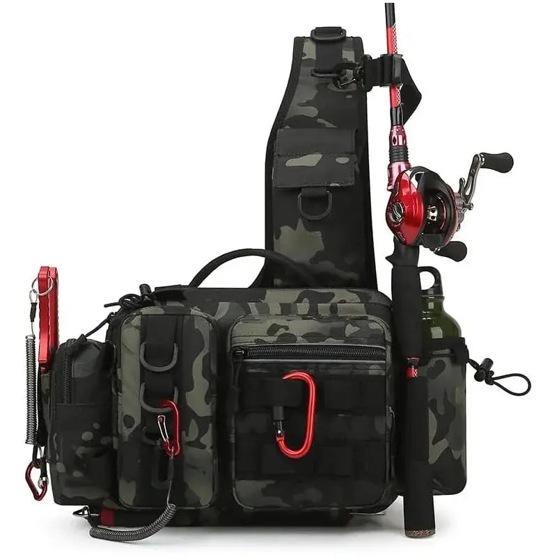 Men Fly Fishing Backpack With Rod Holder Sling Shoulder Bag