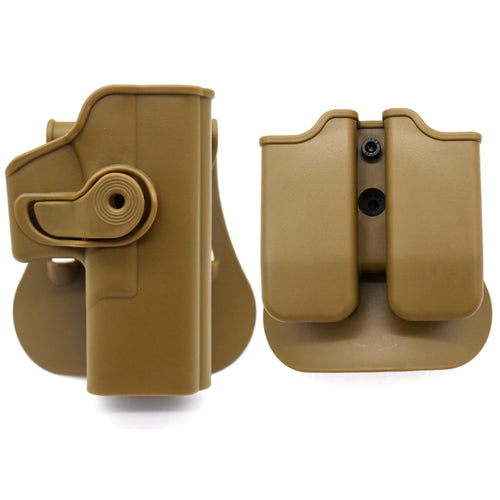 Tactical Gun Holster with Double Magazine Pouch Pistol Holster Belt