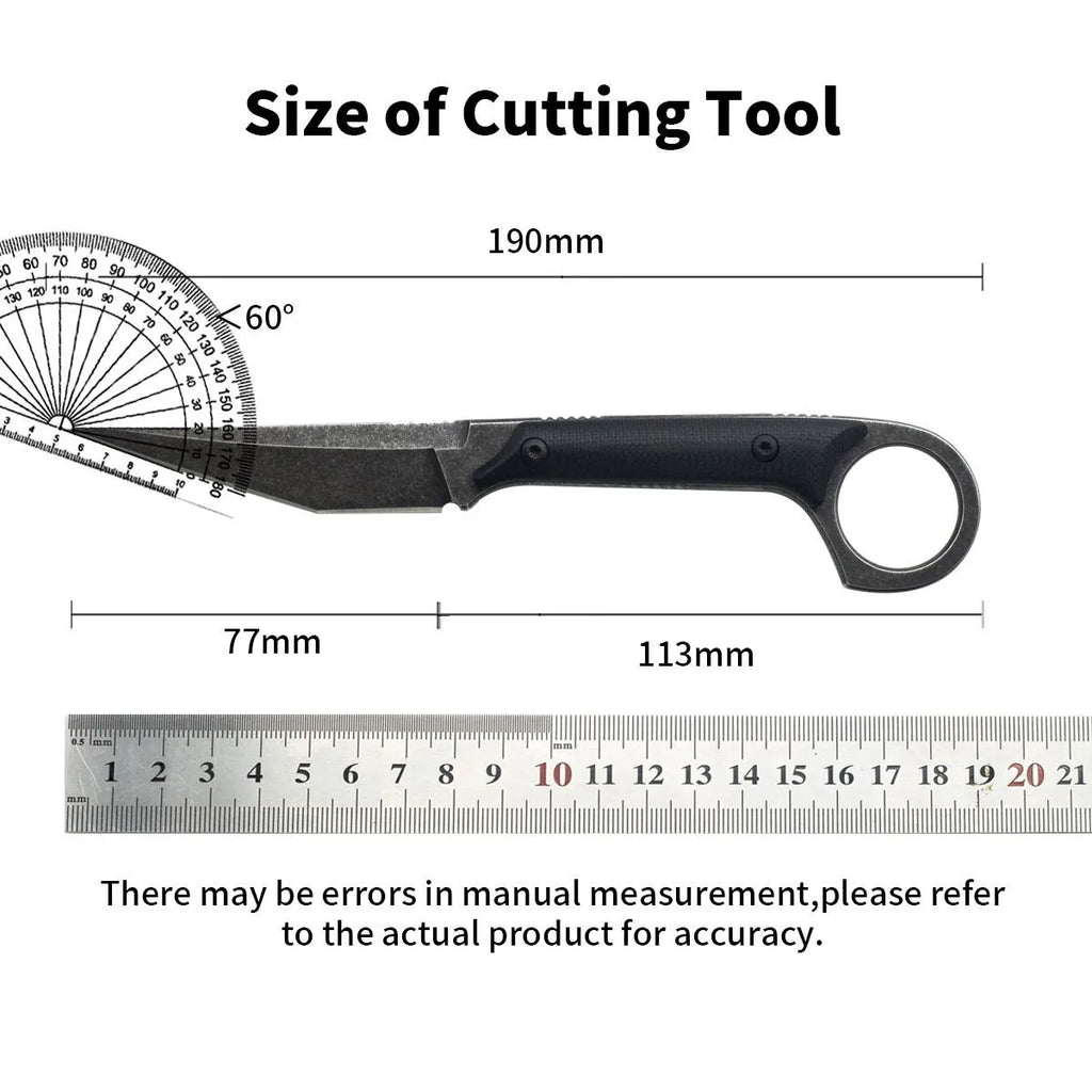 Fixed Blade Straight Knife Black Portable Stainless Steel Outdoor