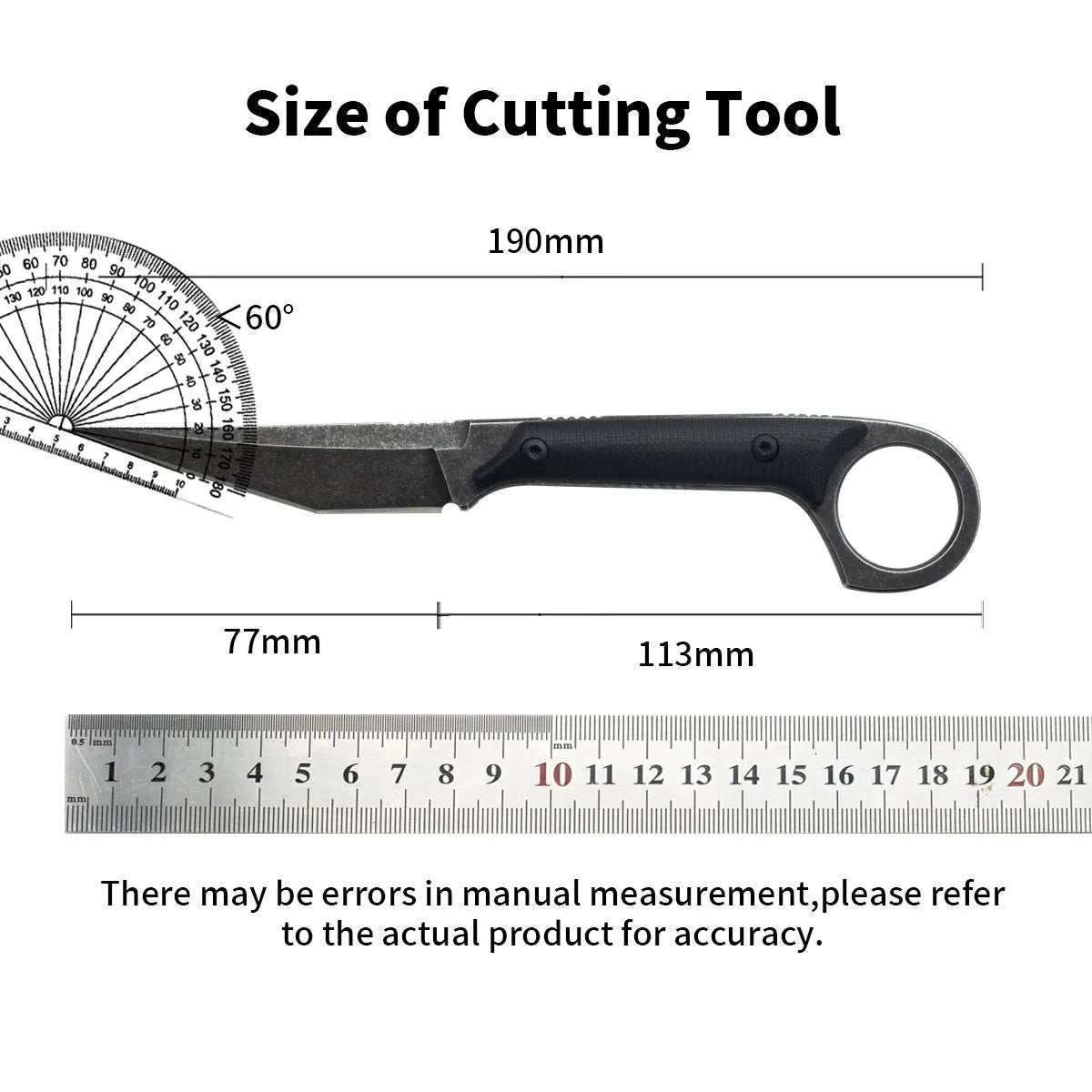 Fixed Blade Straight Knife Black Portable Stainless Steel Outdoor