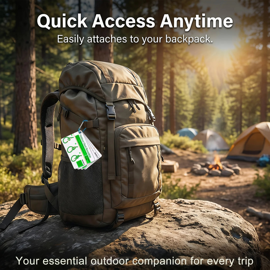 Outdoor Knots Pocket Guide Waterproof Cards Mini Carabiner Rope Knots