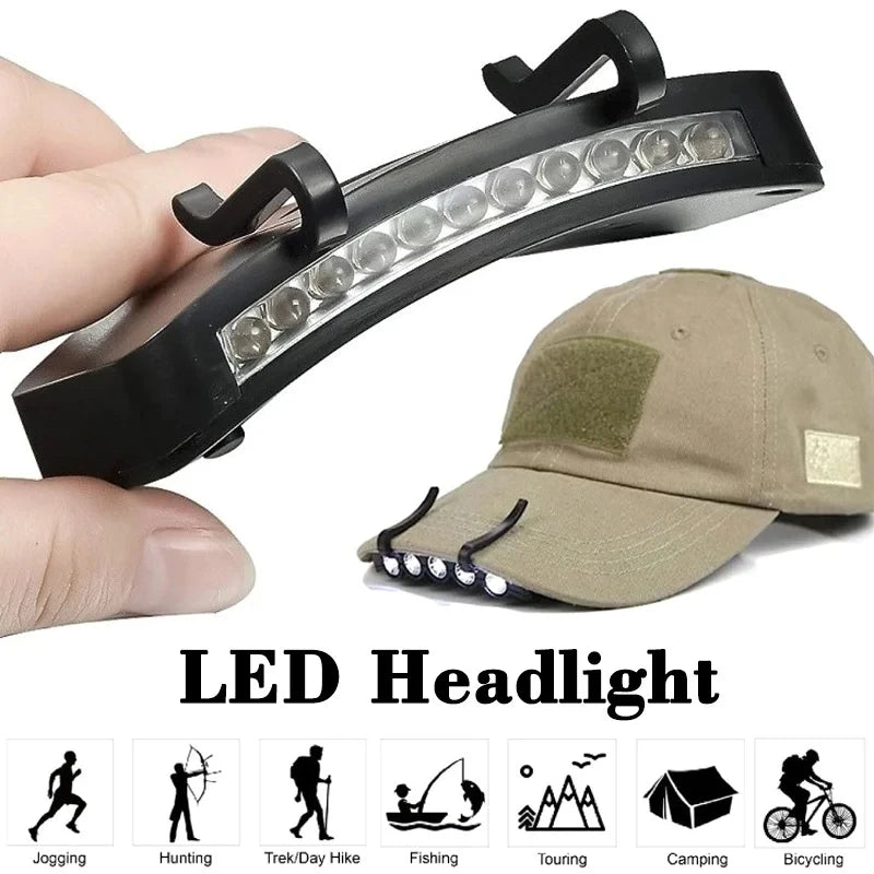 HOMEFISH Super Bright LED Headlamp Clip On Cap Hat Torch for Outdoor