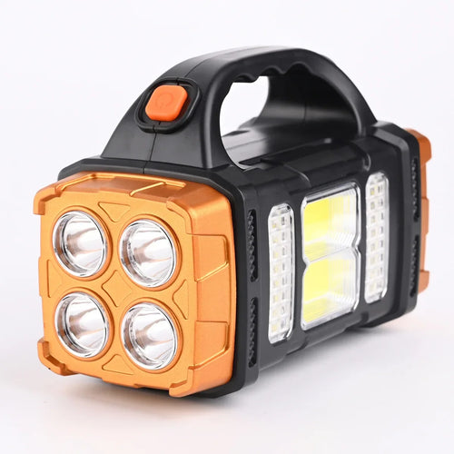 2024 Powerful LED Flashlight USB+Solar Rechargeable Flashlight COB