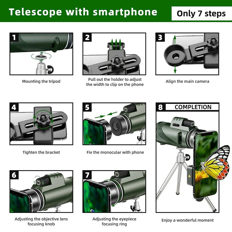 80x100 HD ZOOM Powerful Monocular Telescope Portable Binoculars Long