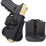 Tactical Gun Holster with Double Magazine Pouch Pistol Holster Belt