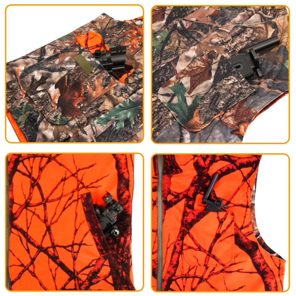 Orange Hunting Vest Sleeveless Jacket Camouflage
