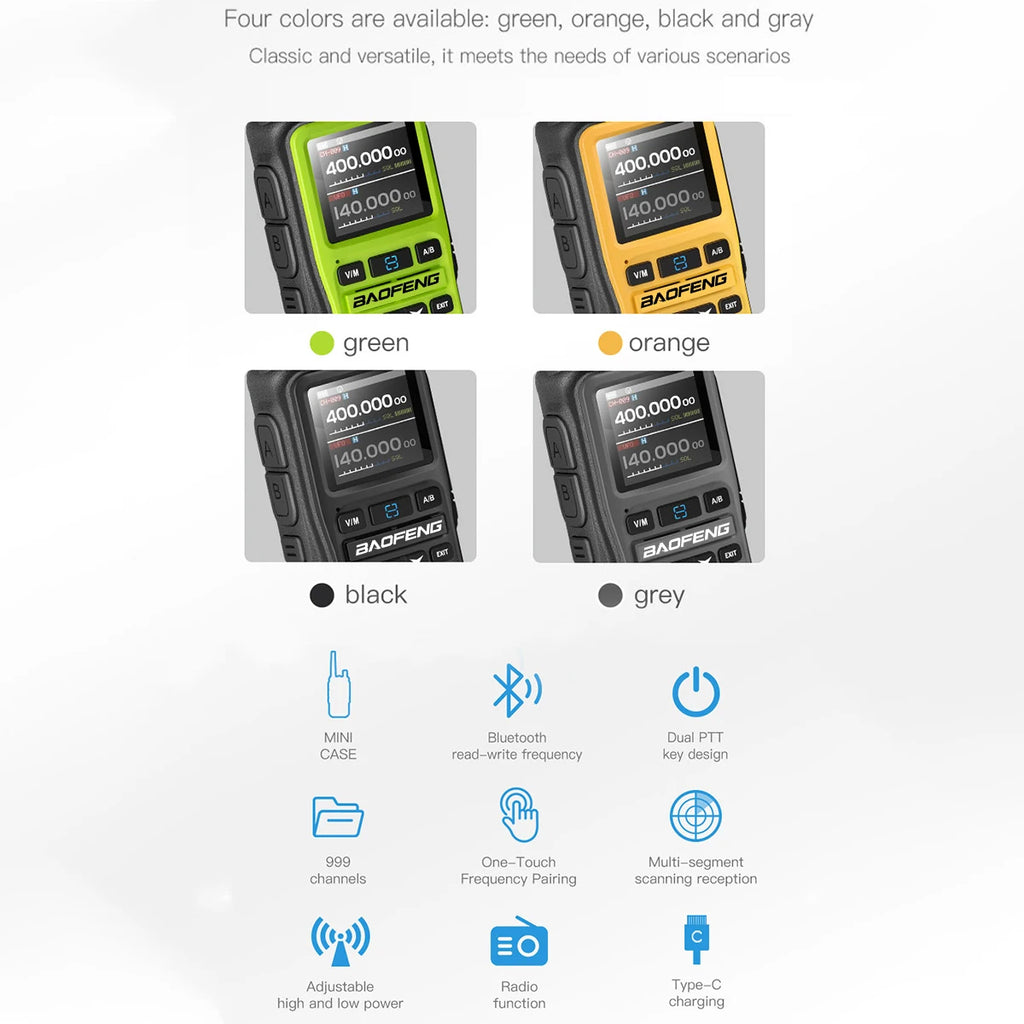 Baofeng UV 5R Mini Walkie Talkie Bluetooth Programming Frequency Dual