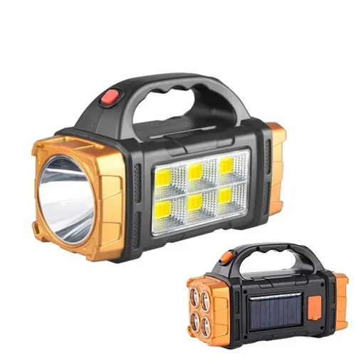 2024 Powerful LED Flashlight USB+Solar Rechargeable Flashlight COB