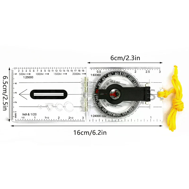 Compass Map Scale Ruler Folding Drawing Multifunctional Waterproof