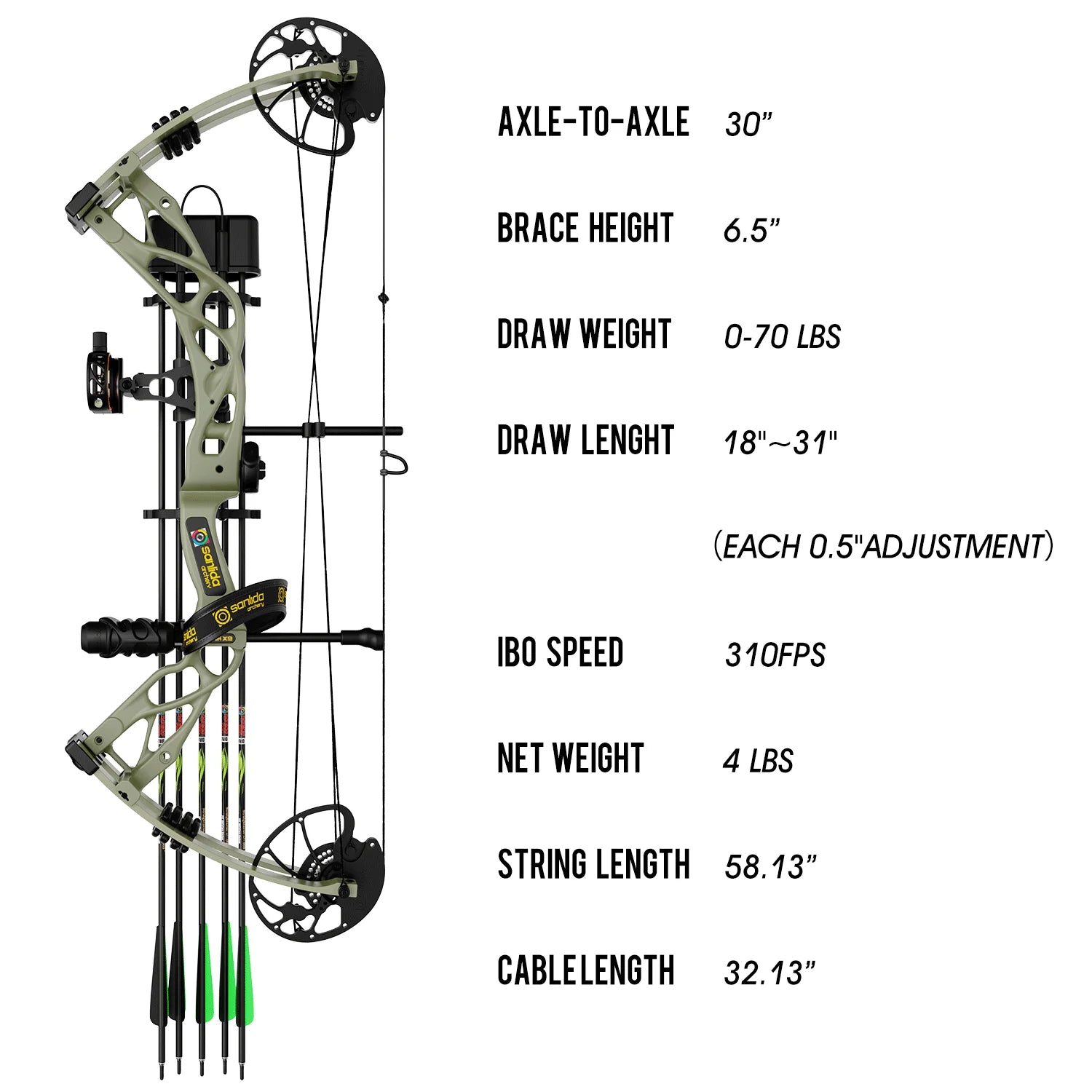 Sanlida Dragon X9 Hunting Compound Bow and Arrow Set