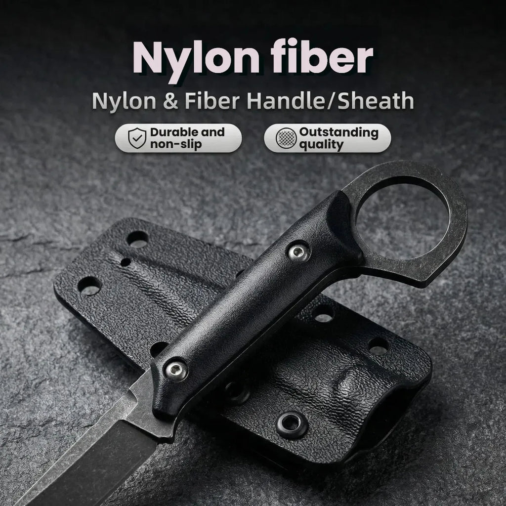 Fixed Blade Straight Knife Black Portable Stainless Steel Outdoor