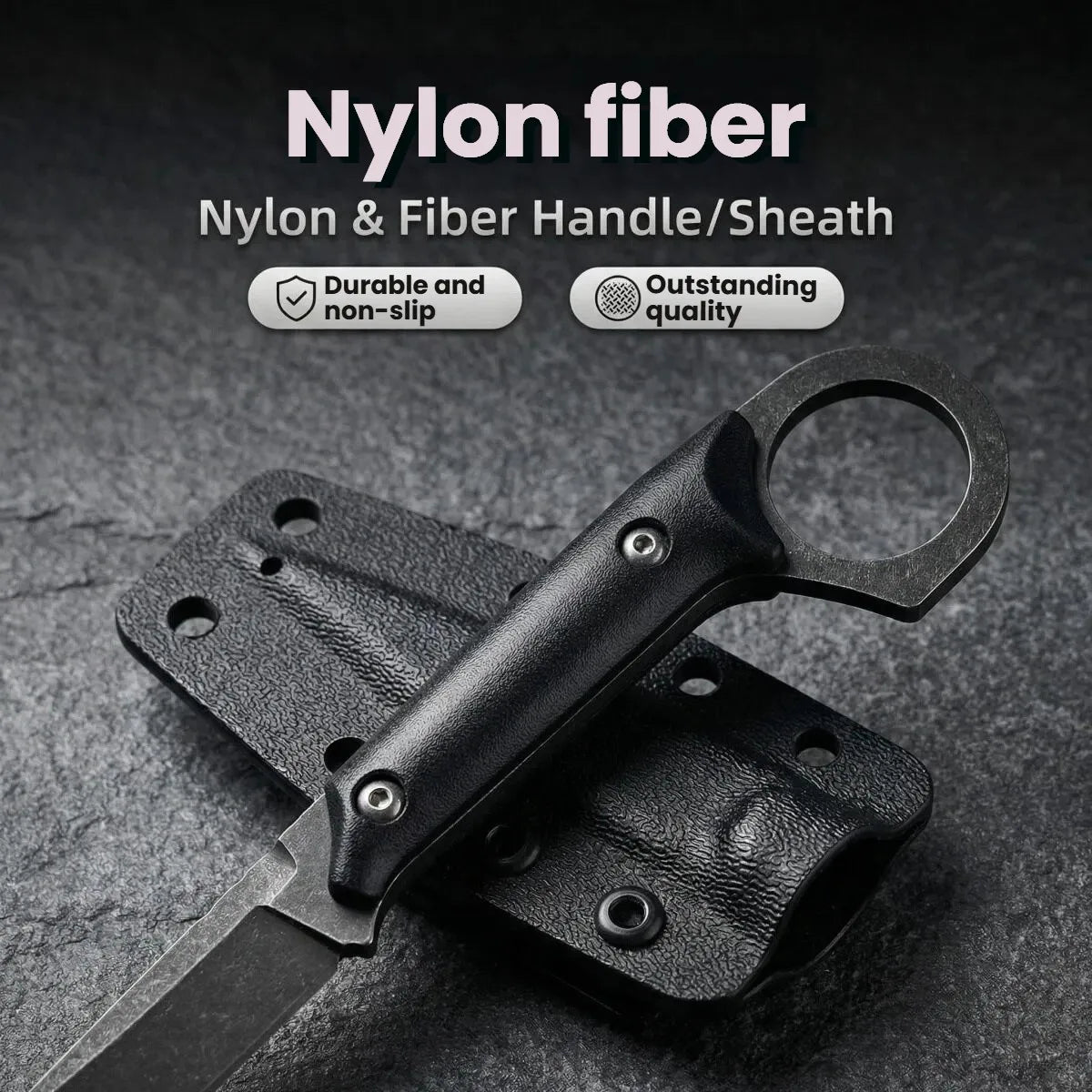 Fixed Blade Straight Knife Black Portable Stainless Steel Outdoor