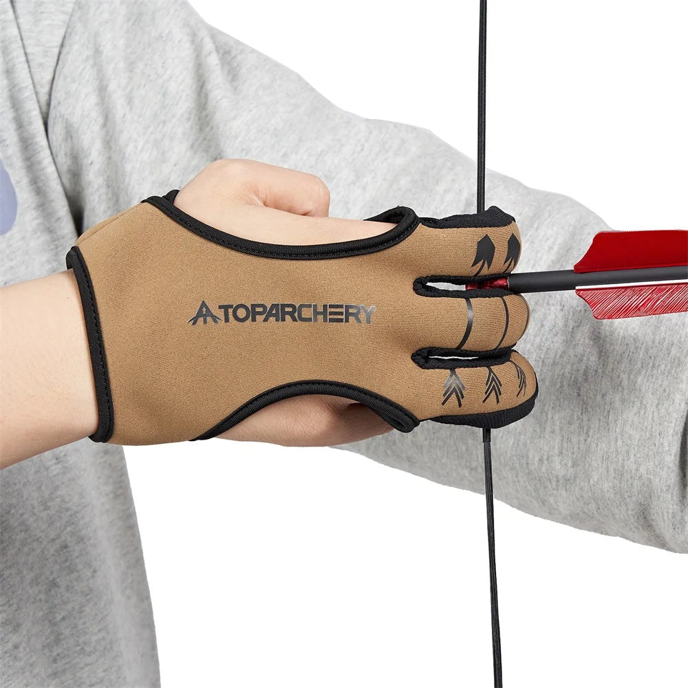 Archery Glove Three Finger Guard  Shooting Gloves Finger Tab for Men