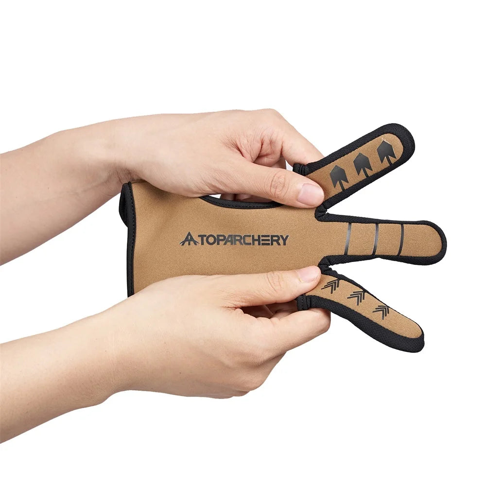 Archery Glove Three Finger Guard  Shooting Gloves Finger Tab for Men