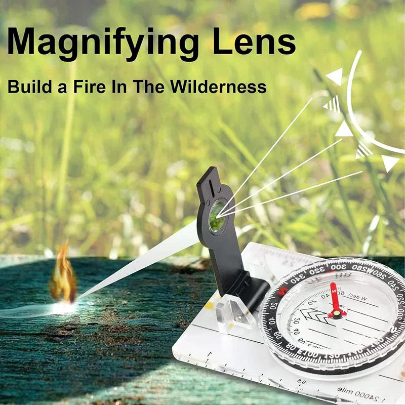 Compass Map Scale Ruler Folding Drawing Multifunctional Waterproof
