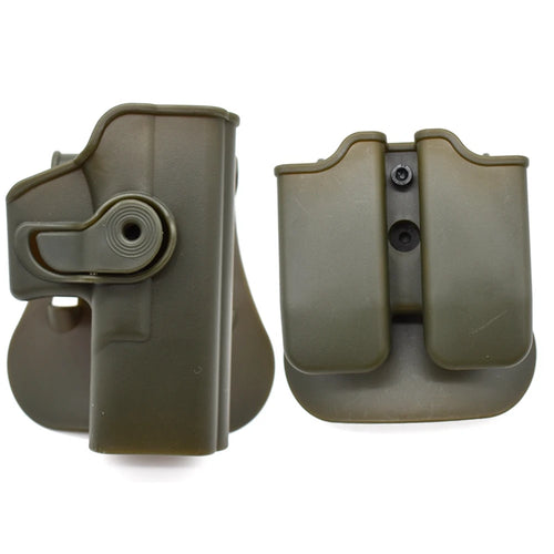 Tactical Gun Holster with Double Magazine Pouch Pistol Holster Belt