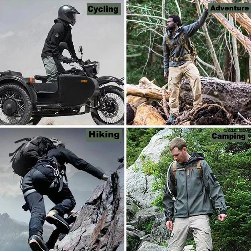 Men's Winter Autumn Warm Softshell Fleece Hood Cargo Jackets Camping