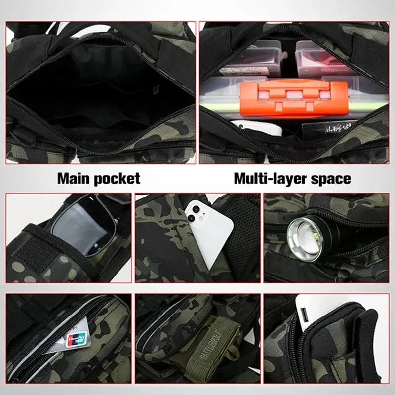 Men Fly Fishing Backpack With Rod Holder Sling Shoulder Bag