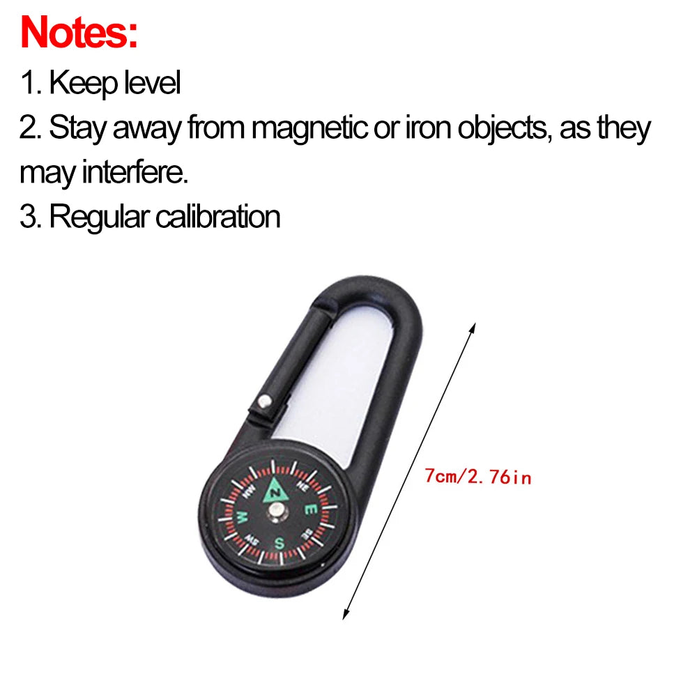 Outdoor Compass Carabiner Mini Camping Keychain Mountaineering Hiking