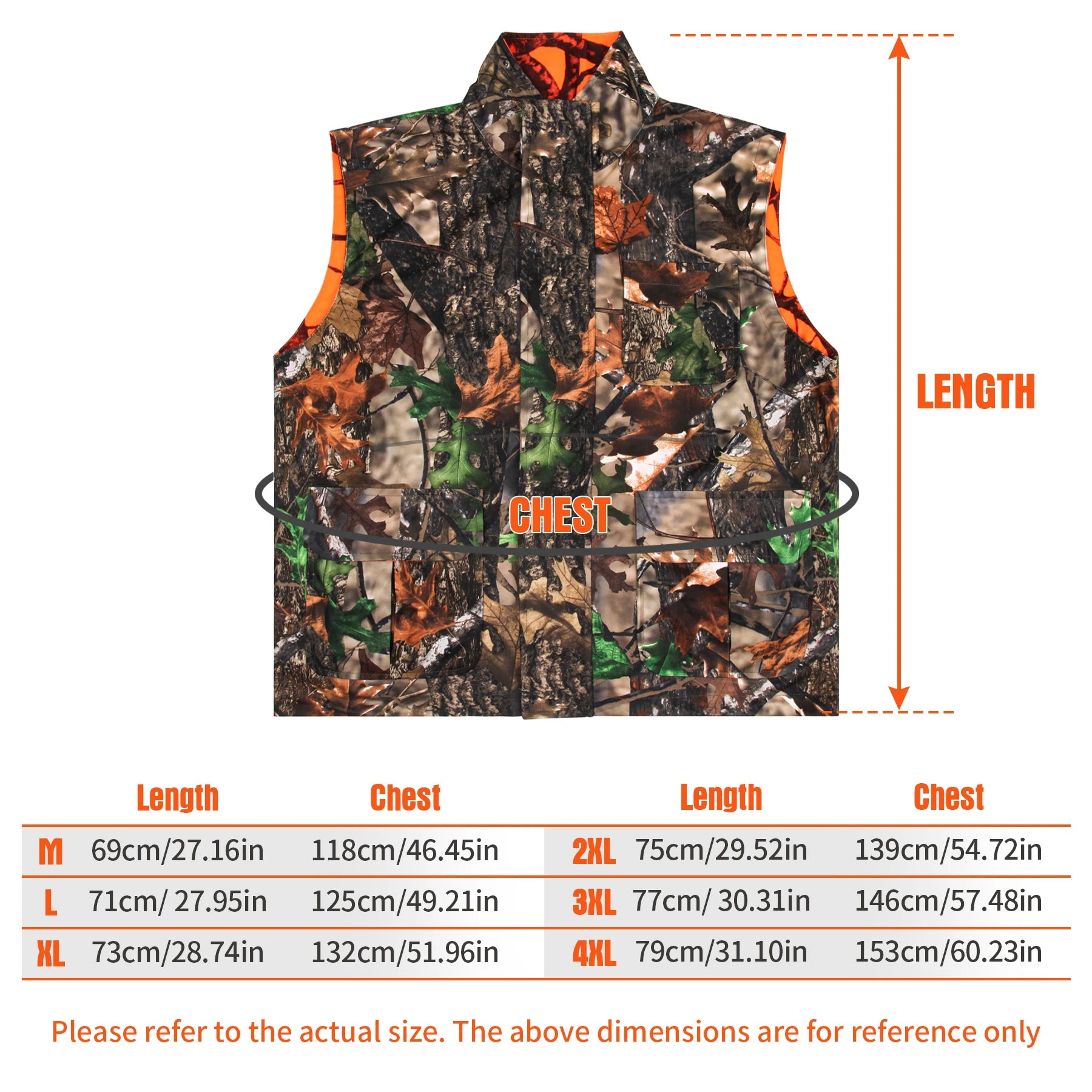 Orange Hunting Vest Sleeveless Jacket Camouflage