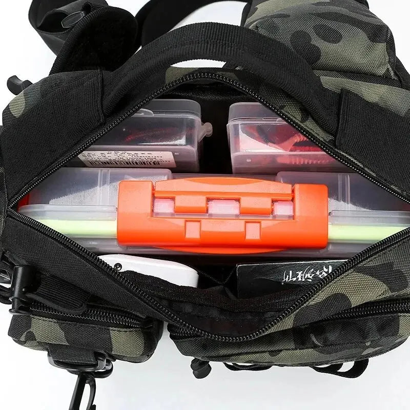 Men Fly Fishing Backpack With Rod Holder Sling Shoulder Bag