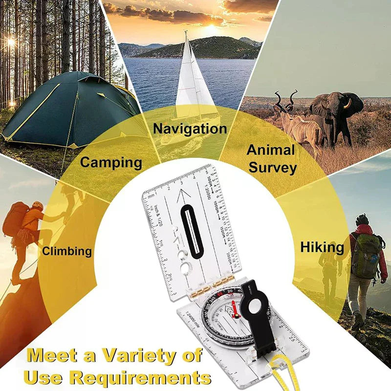 Compass Map Scale Ruler Folding Drawing Multifunctional Waterproof