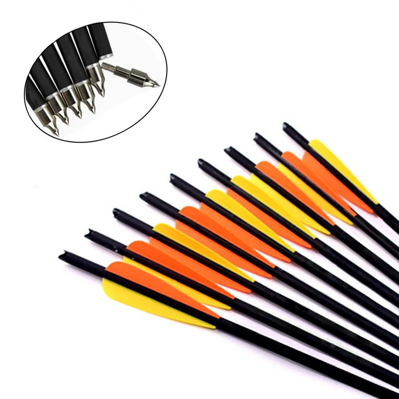 12/24Pcs 16/17/18/20/22 Inches Archery carbon arrows 400 Spine with