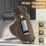 2025 IWB/OWB Leather Holster for Glock 17/19/23/26/42/43X, Taurus