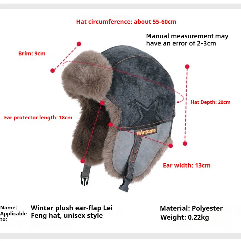 1pc Winter Warm Trapper Pilot Caps for Men,Hunting Warm Ear Flap