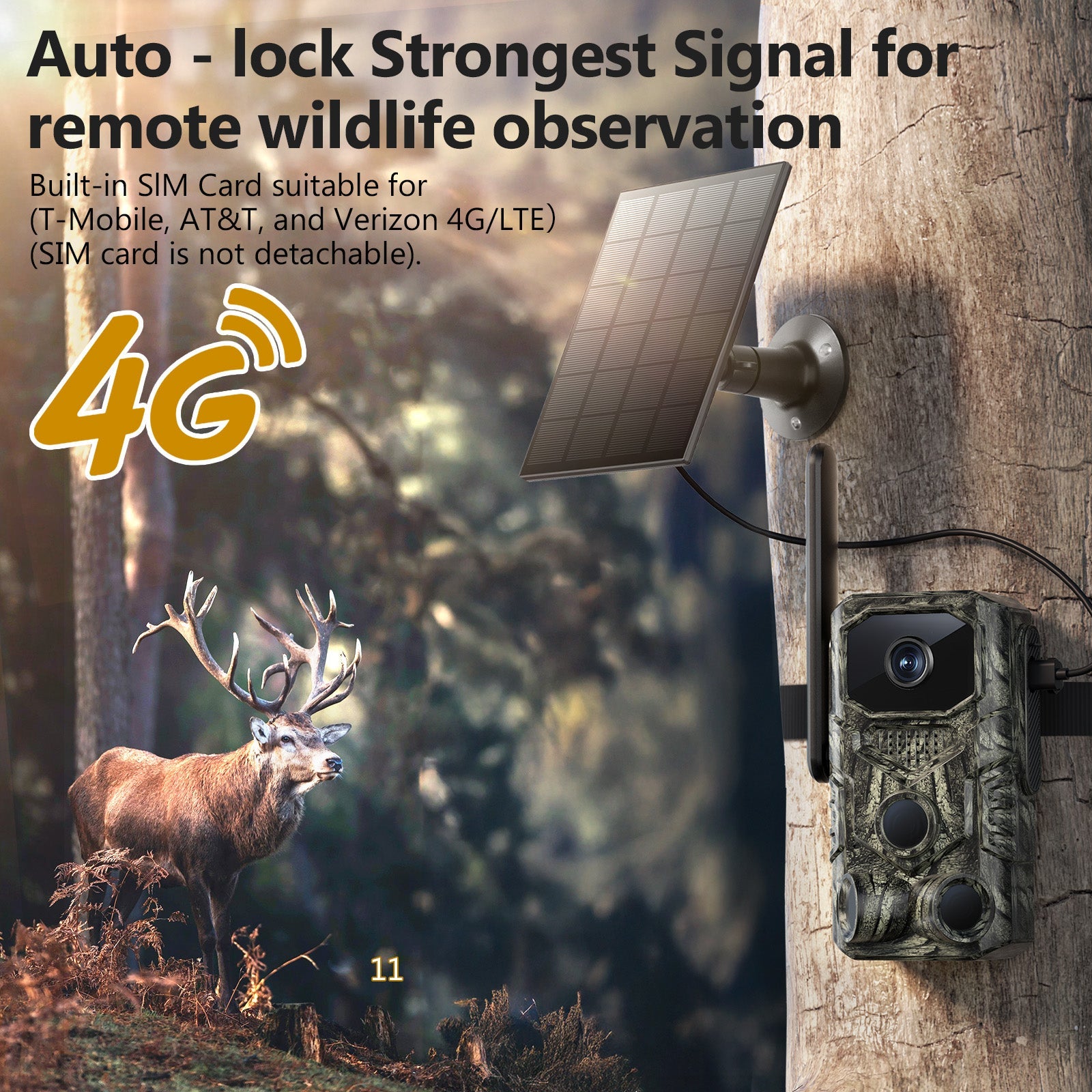 4G GPS Hunting Outdoor Trail Camera Wide Angle 4MP Camouflage Wildlife