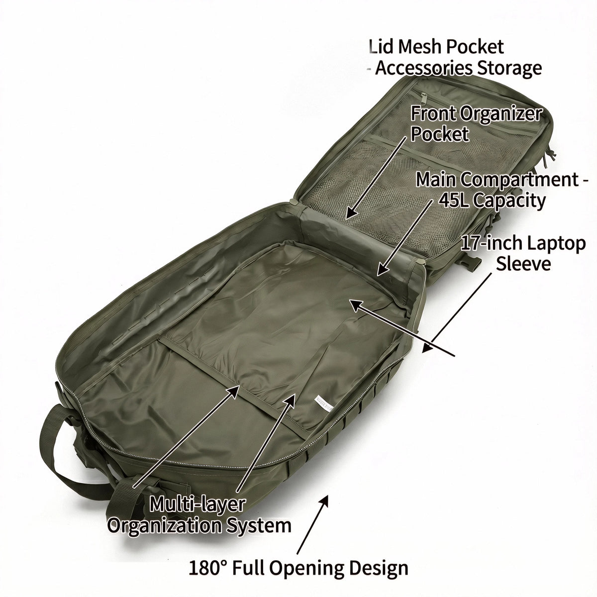 45L Tactical Hunting Backpack — MOLLE Camo Water-Resistant Rucksack