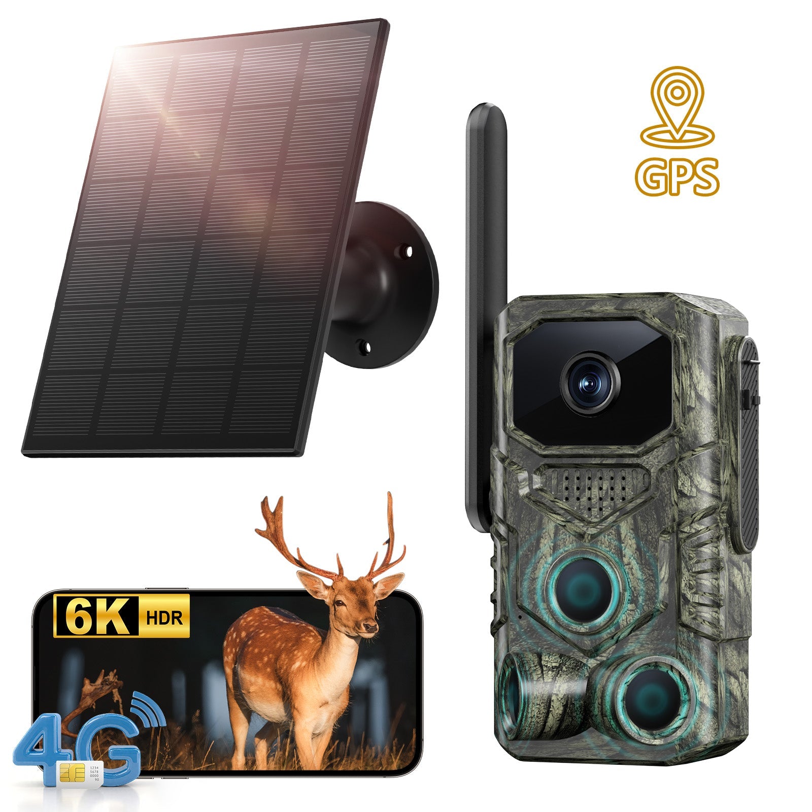 4G GPS Hunting Outdoor Trail Camera Wide Angle 4MP Camouflage Wildlife