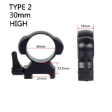 2Pcs /Pack 25.4mm 30mm Low High Medium Profile For 20mm Picatinny Rail Steel Scope Rings Quick Release Hunting Rifle Accessories