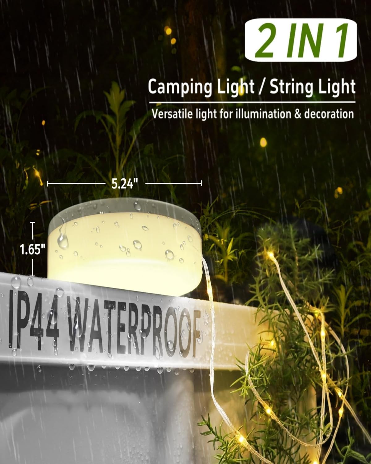 Solar Camping String Lights 4 in 1 Retractable Lantern with Remote